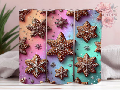 Gingerbread Christmas Tumbler, Snowflake Tumbler Wrap, Christmas Cookies Design, 20oz Sublimation Wrap, Holiday Tumbler Design, Digital Download PNG, Festive Tumbler Wrap Sublimation Li Zamperini 