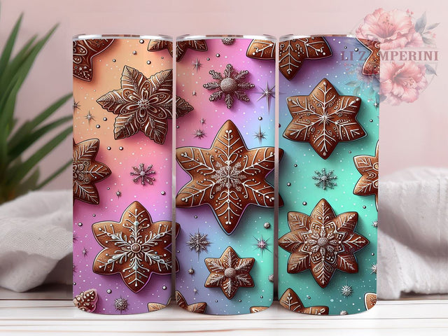 Gingerbread Christmas Tumbler, Snowflake Tumbler Wrap, Christmas Cookies Design, 20oz Sublimation Wrap, Holiday Tumbler Design, Digital Download PNG, Festive Tumbler Wrap Sublimation Li Zamperini 