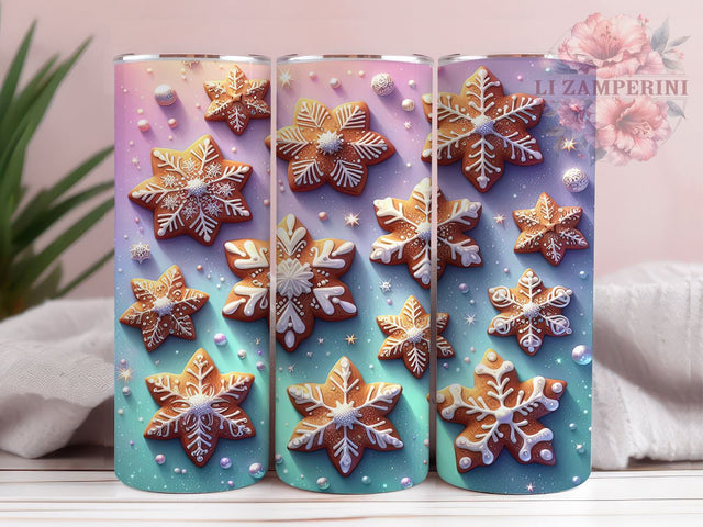 Gingerbread Christmas Tumbler, Snowflake Tumbler Wrap, Christmas Cookies Design, 20oz Sublimation Wrap, Holiday Tumbler Design, Digital Download PNG, Festive Tumbler Wrap Sublimation Li Zamperini 