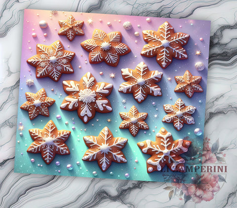 Gingerbread Christmas Tumbler, Snowflake Tumbler Wrap, Christmas Cookies Design, 20oz Sublimation Wrap, Holiday Tumbler Design, Digital Download PNG, Festive Tumbler Wrap Sublimation Li Zamperini 