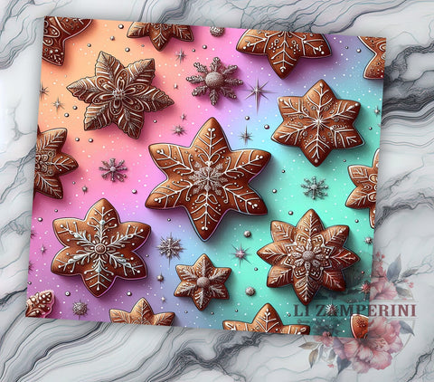 Gingerbread Christmas Tumbler, Snowflake Tumbler Wrap, Christmas Cookies Design, 20oz Sublimation Wrap, Holiday Tumbler Design, Digital Download PNG, Festive Tumbler Wrap Sublimation Li Zamperini 