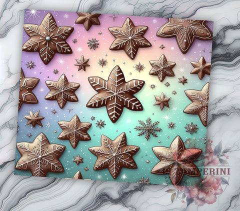 Gingerbread Christmas Tumbler, Snowflake Tumbler Wrap, Christmas Cookies Design, 20oz Sublimation Wrap, Holiday Tumbler Design, Digital Download PNG, Festive Tumbler Wrap Sublimation Li Zamperini 