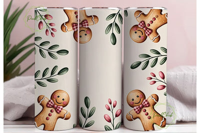 Gingerbread Christmas Tumbler Wrap Sublimation PixelChick 