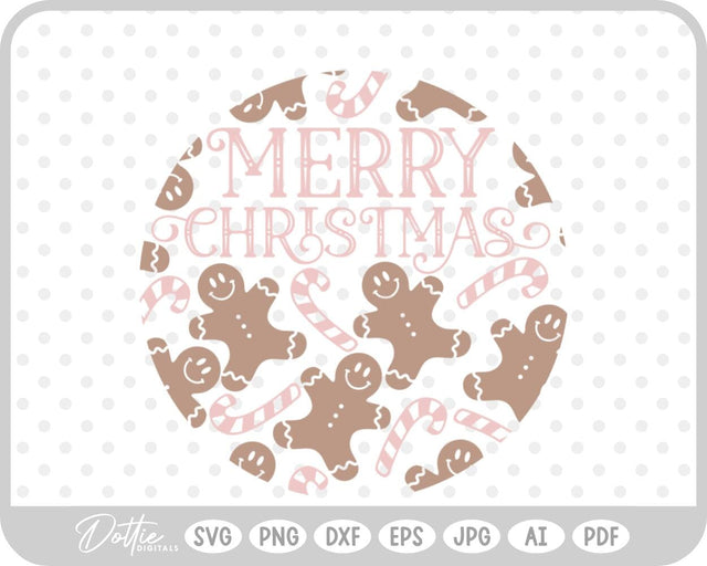 Gingerbread Circle Wreath Christmas SVG DottieDigitals 