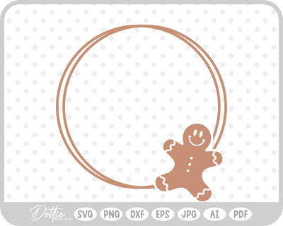 Gingerbread Circle Wreath Christmas SVG DottieDigitals 
