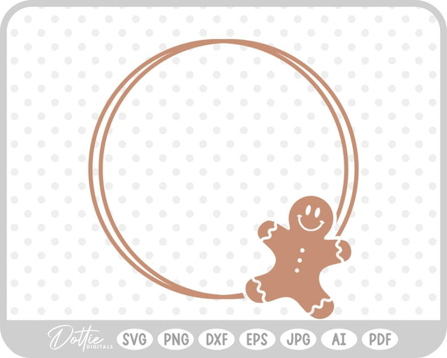 Gingerbread Circle Wreath Christmas SVG DottieDigitals 