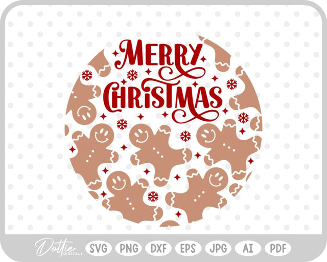 Gingerbread Circle Wreath Christmas SVG DottieDigitals 