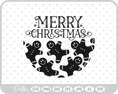 Gingerbread Circle Wreath Christmas SVG DottieDigitals 
