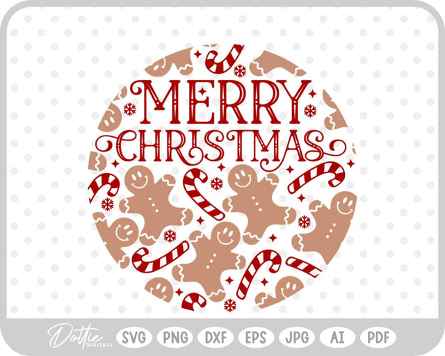 Gingerbread Circle Wreath Christmas SVG DottieDigitals 