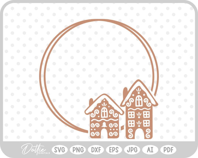Gingerbread Circle Wreath Christmas SVG DottieDigitals 