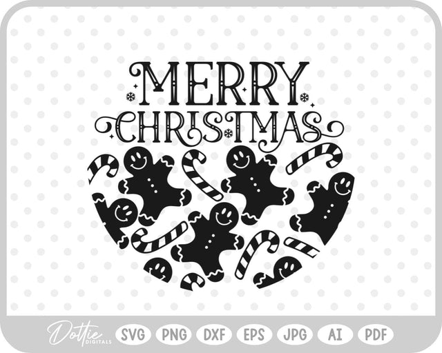 Gingerbread Circle Wreath Christmas SVG DottieDigitals 