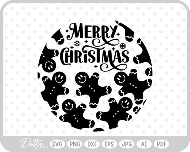 Gingerbread Circle Wreath Christmas SVG DottieDigitals 