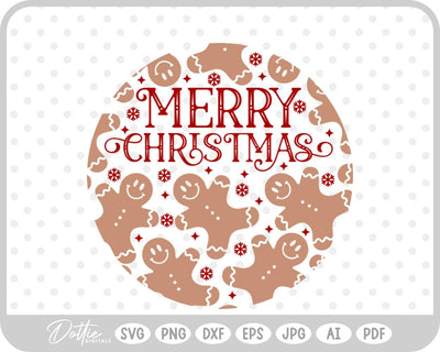 Gingerbread Circle Wreath Christmas SVG DottieDigitals 