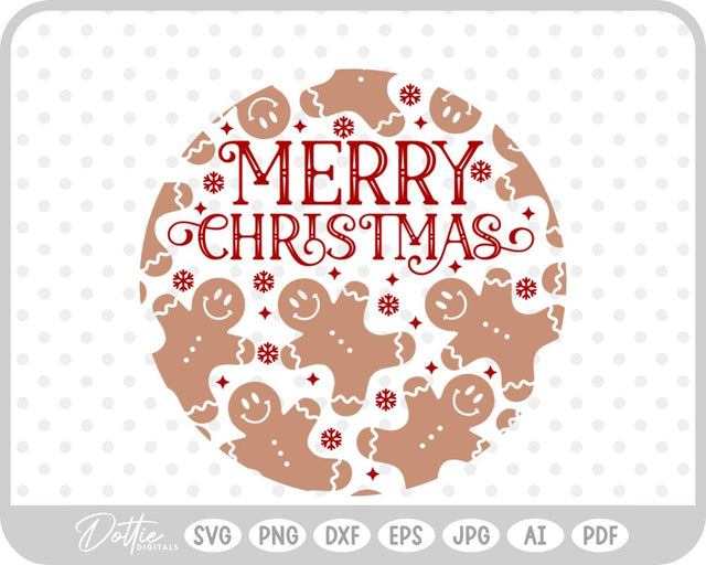 Gingerbread Circle Wreath Christmas SVG DottieDigitals 