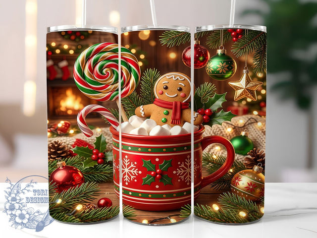Gingerbread Cocoa 20oz Tumbler, Gingerbread Cocoa, Cocoa Tumbler Wrap, Gingerbread Tumbler, Gingerbread PNG, Cocoa Tumbler PNG, Christmas Cocoa, 20oz Tumbler Wrap Sublimation ToriDesigns 