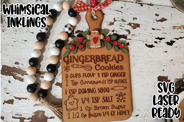 Gingerbread Cookie Recipe Ornament Laser SVG SVG Whimsical Inklings 