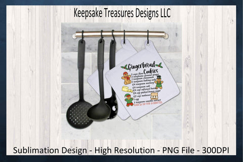 Gingerbread Cookies Illustration, Hand Drawn Sublimation PNG, Gingerbread Tea Towel Design, PNG Printable, Digital Download Sublimation Keepsake Treasures Designs LLC. 