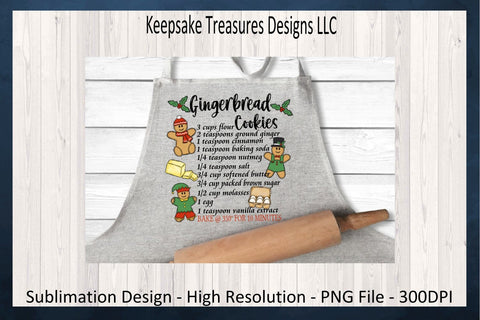 Gingerbread Cookies Illustration, Hand Drawn Sublimation PNG, Gingerbread Tea Towel Design, PNG Printable, Digital Download Sublimation Keepsake Treasures Designs LLC. 