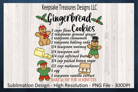 Gingerbread Cookies Illustration, Hand Drawn Sublimation PNG, Gingerbread Tea Towel Design, PNG Printable, Digital Download Sublimation Keepsake Treasures Designs LLC. 