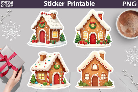 Gingerbread Cookies Sticker Bundle | Gingerbread Men Sticker Sublimation WatercolorColorDream 