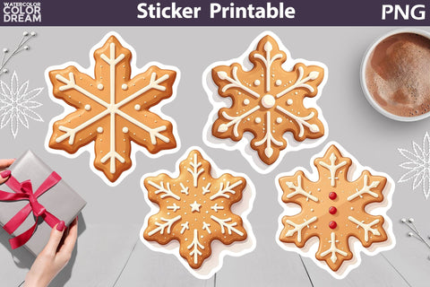 Gingerbread Cookies Sticker Bundle | Gingerbread Men Sticker Sublimation WatercolorColorDream 