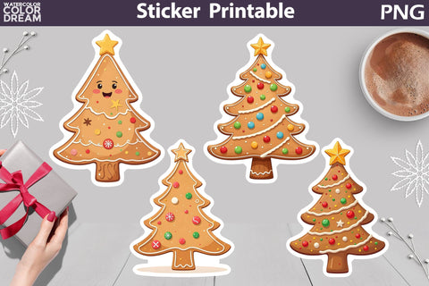 Gingerbread Cookies Sticker Bundle | Gingerbread Men Sticker Sublimation WatercolorColorDream 