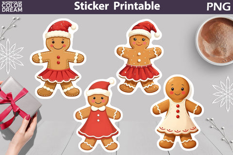 Gingerbread Cookies Sticker Bundle | Gingerbread Men Sticker Sublimation WatercolorColorDream 