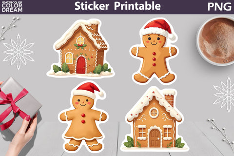 Gingerbread Cookies Sticker Bundle | Gingerbread Men Sticker Sublimation WatercolorColorDream 