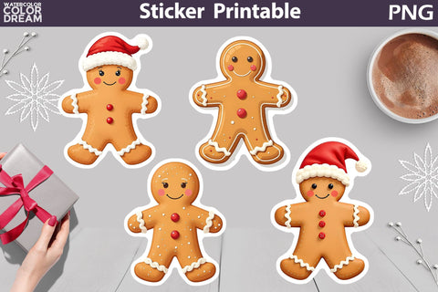 Gingerbread Cookies Sticker Bundle | Gingerbread Men Sticker Sublimation WatercolorColorDream 