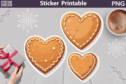 Gingerbread Cookies Sticker Bundle | Gingerbread Men Sticker Sublimation WatercolorColorDream 