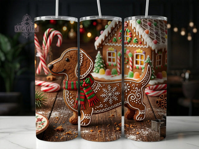 Gingerbread Dachshund 20oz Tumbler, Gingerbread Dachshund, Dachshund Tumbler, Gingerbread Tumbler, 20oz Tumbler, Dog Tumbler, Christmas Dachshund, Tumbler Wrap Sublimation SvggirlplusArt 