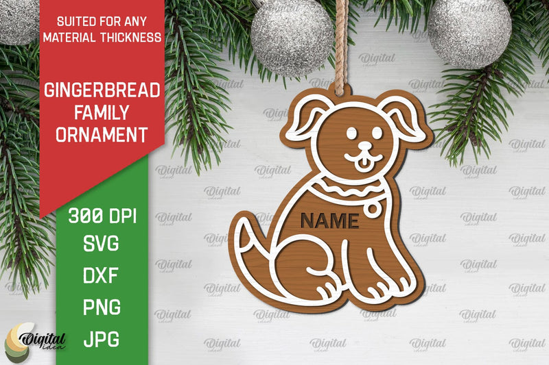 Gingerbread Dog SVG. Gingerbread Family Ornament Laser Cut SVG Evgenyia Guschina 