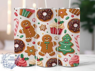 Gingerbread Donut Christmas Tumbler, Christmas Cookie Wrap, Holiday Donut Sublimation Design, 20oz Gingerbread Tumbler, Festive Sweet Treat Art, Whimsical Holiday Mug, Cute Christmas Cup Sublimation ToriDesigns 