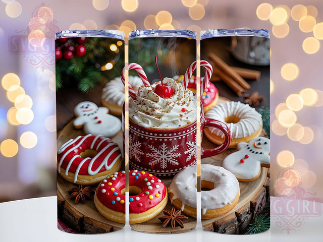 Gingerbread Donut Christmas Tumbler, Christmas Donut Wrap, Holiday Cookies Sublimation, Festive Gingerbread Cup, 20Oz Skinny Tumbler Wrap, Sweet Christmas Mug, Winter Cookie Design Sublimation SvggirlplusArt 