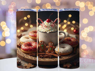 Gingerbread Donut Christmas Tumbler, Christmas Donut Wrap, Holiday Cookies Sublimation, Festive Gingerbread Cup, 20Oz Skinny Tumbler Wrap, Sweet Christmas Mug, Winter Cookie Design Sublimation SvggirlplusArt 