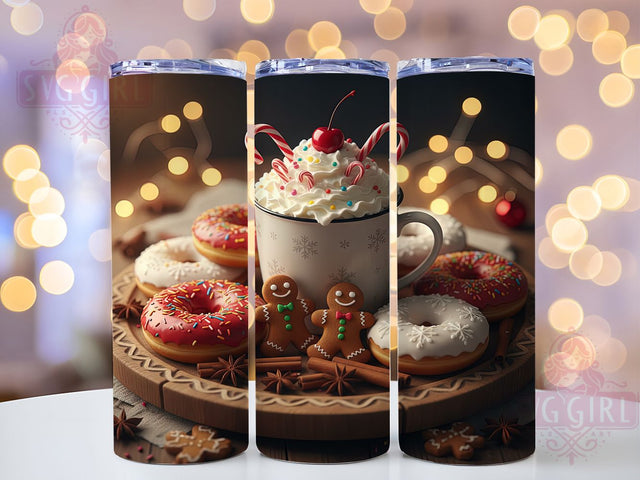 Gingerbread Donut Christmas Tumbler, Christmas Donut Wrap, Holiday Cookies Sublimation, Festive Gingerbread Cup, 20Oz Skinny Tumbler Wrap, Sweet Christmas Mug, Winter Cookie Design Sublimation SvggirlplusArt 