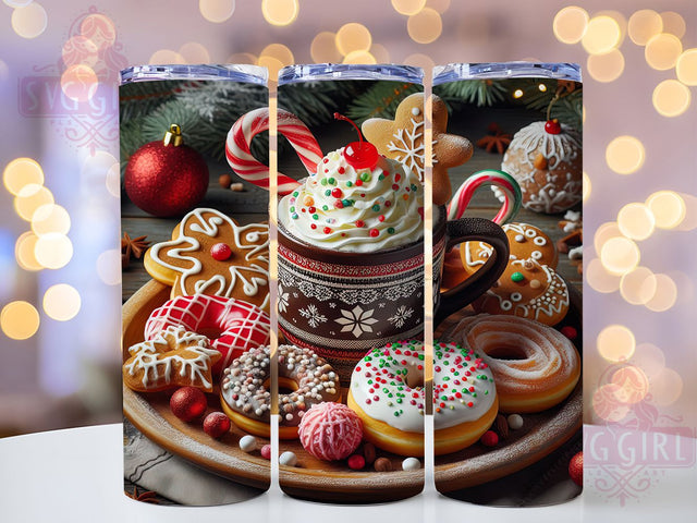 Gingerbread Donut Christmas Tumbler, Christmas Donut Wrap, Holiday Cookies Sublimation, Festive Gingerbread Cup, 20Oz Skinny Tumbler Wrap, Sweet Christmas Mug, Winter Cookie Design Sublimation SvggirlplusArt 