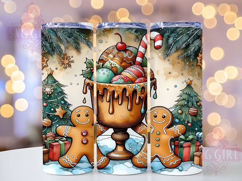 Gingerbread Donuts 20oz Tumbler Wrap Sublimation Design, Straight Tapered Tumbler Wrap, Cute Christmas Tumbler Png, Instant Digital Download Sublimation SvggirlplusArt 
