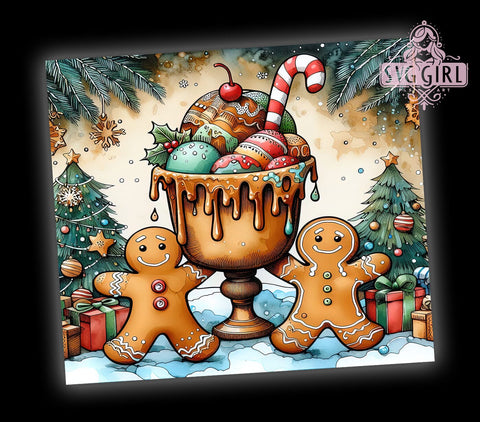 Gingerbread Donuts 20oz Tumbler Wrap Sublimation Design, Straight Tapered Tumbler Wrap, Cute Christmas Tumbler Png, Instant Digital Download Sublimation SvggirlplusArt 