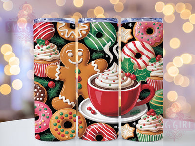 Gingerbread Donuts Christmas Tumbler, Christmas Donuts Wrap, Cute Holiday Sublimation, Festive Gingerbread Cup, 20Oz Skinny Tumbler Wrap, Sweet Christmas Mug, Holiday Dessert Design Sublimation SvggirlplusArt 