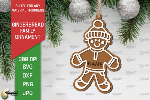 Gingerbread Family Ornaments Laser Cut Bundle SVG Evgenyia Guschina 
