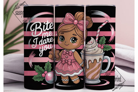 Gingerbread Girl Christmas 20oz Tumbler Sublimation sassyprint 