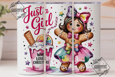 Gingerbread Girl Christmas 20oz Tumbler Sublimation sassyprint 