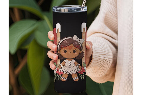 Gingerbread Girl Christmas Tumbler Wrap Sublimation DesignSVG 