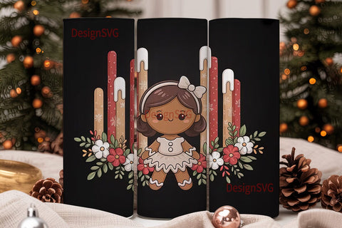 Gingerbread Girl Christmas Tumbler Wrap Sublimation DesignSVG 