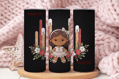 Gingerbread Girl Christmas Tumbler Wrap Sublimation DesignSVG 