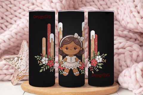 Gingerbread Girl Christmas Tumbler Wrap Sublimation DesignSVG 