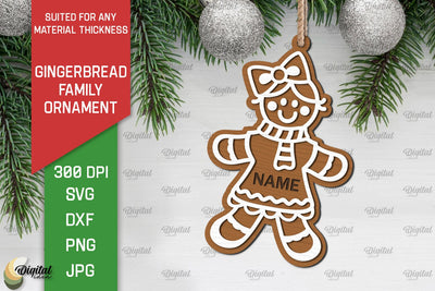 Gingerbread Girl SVG. Gingerbread Family Ornament Laser Cut SVG Evgenyia Guschina 