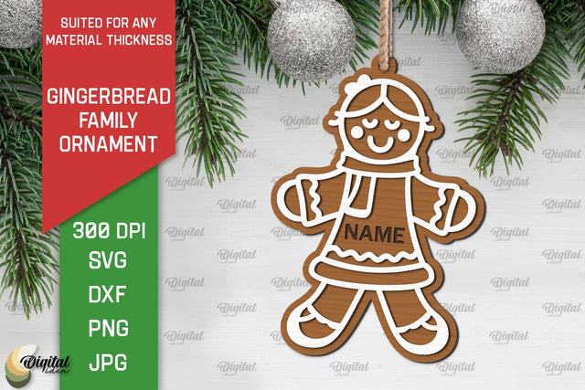 Gingerbread Girl SVG. Gingerbread Family Ornament Laser Cut SVG Evgenyia Guschina 