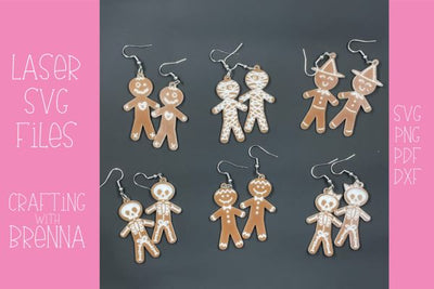 Gingerbread Halloween Earring Bundle Laser SVG Bundle SVG Crafting With Brenna 